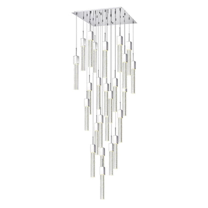 Silver And Clear Multi Light Metal Dimmable Chandelier With Clear Shades