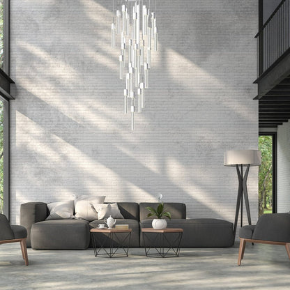 Silver And Clear Multi Light Metal Dimmable Chandelier With Clear Shades