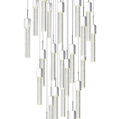 Silver And Clear Multi Light Metal Dimmable Chandelier With Clear Shades