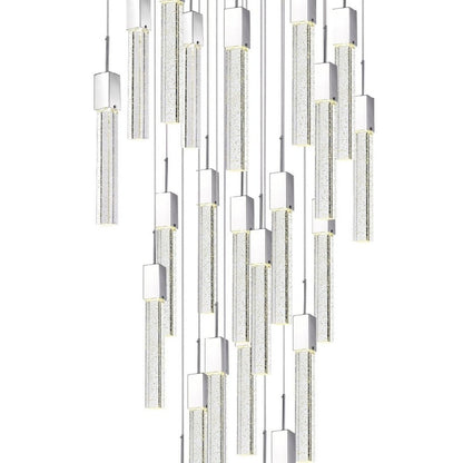 Silver And Clear Multi Light Metal Dimmable Chandelier With Clear Shades