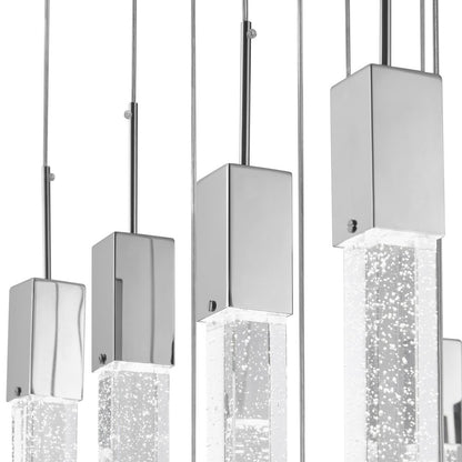 Silver And Clear Multi Light Metal Dimmable Chandelier With Clear Shades