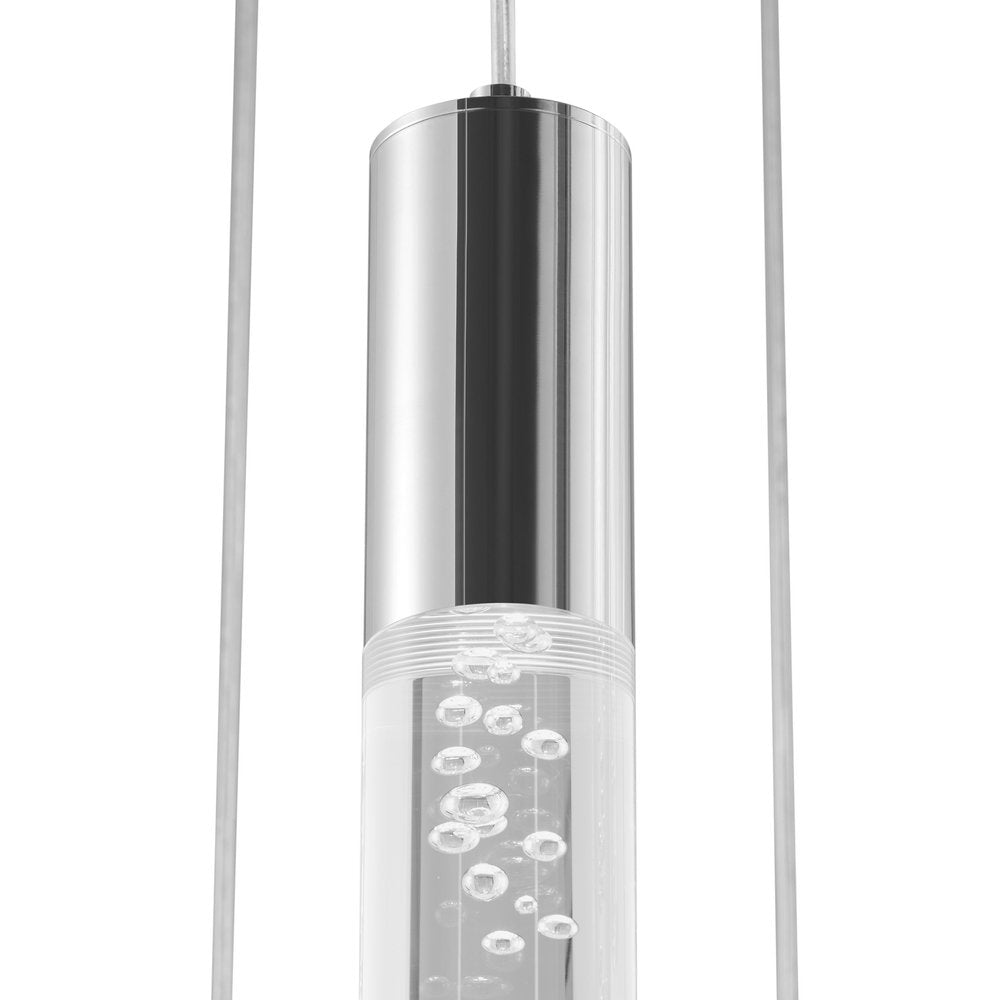 Silver And Clear Nine Light Metal Dimmable Chandelier With Clear Shades