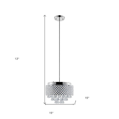 Silver And Clear Nine Light Crystal Dimmable Chandelier With Clear Shades