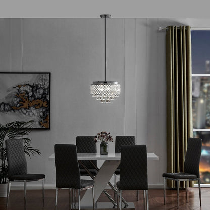 Silver And Clear Nine Light Crystal Dimmable Chandelier With Clear Shades