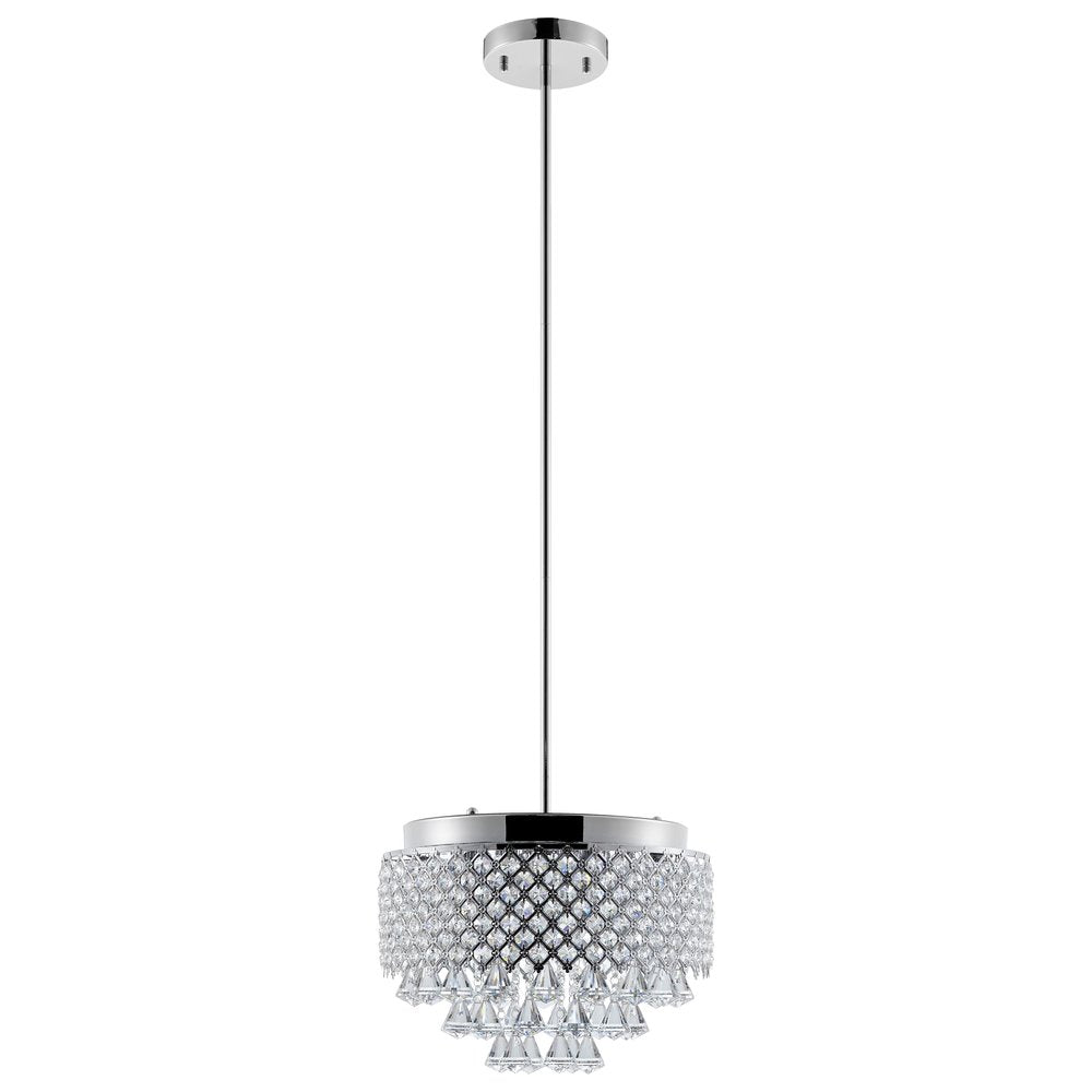 Silver And Clear Nine Light Crystal Dimmable Chandelier With Clear Shades