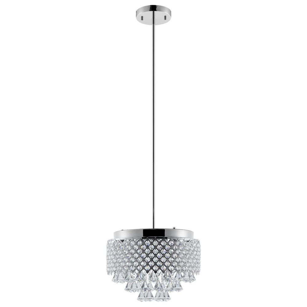 Silver And Clear Nine Light Crystal Dimmable Chandelier With Clear Shades