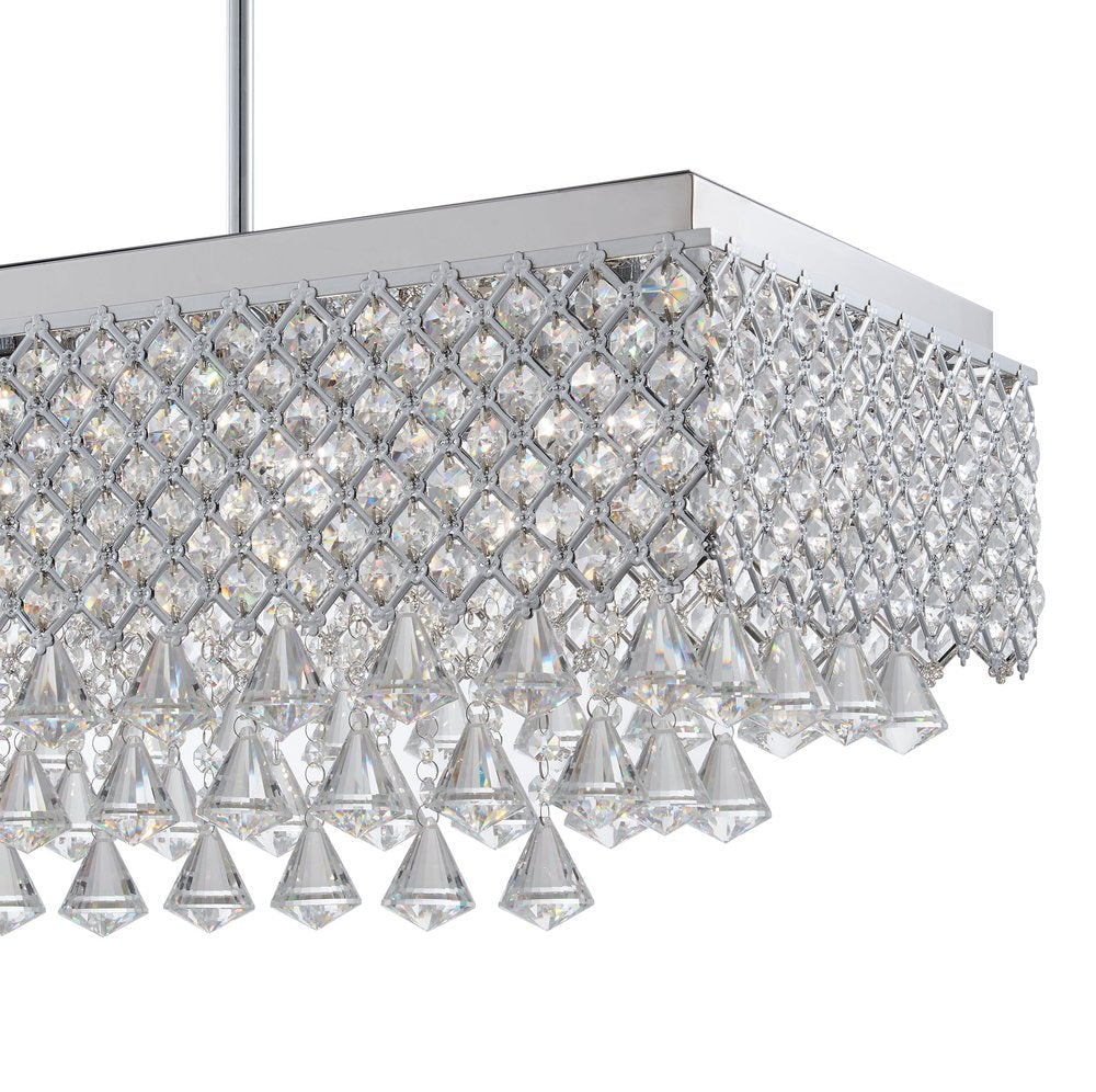 Silver And Clear Twelve Light Metal Dimmable Chandelier With Clear Shades