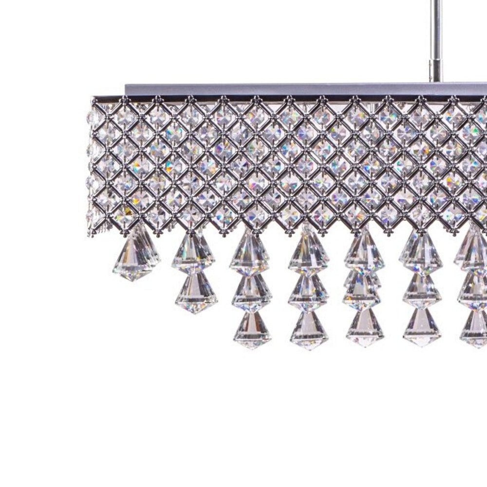 Silver And Clear Twelve Light Metal Dimmable Chandelier With Clear Shades