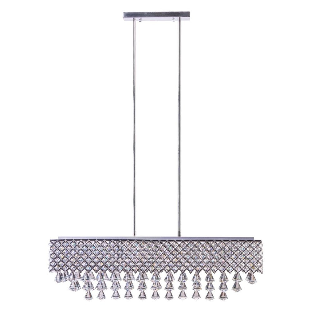 Silver And Clear Twelve Light Metal Dimmable Chandelier With Clear Shades
