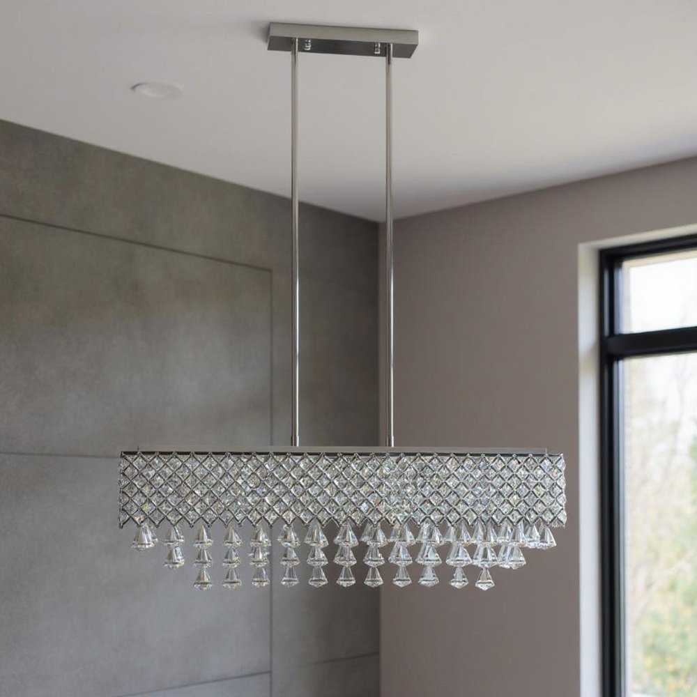 Silver And Clear Twelve Light Metal Dimmable Chandelier With Clear Shades