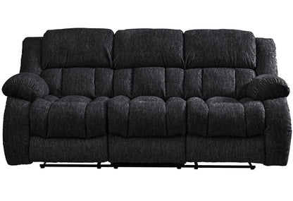 88" Black Upholstered Reclining USB Sofa With Toss Pillow