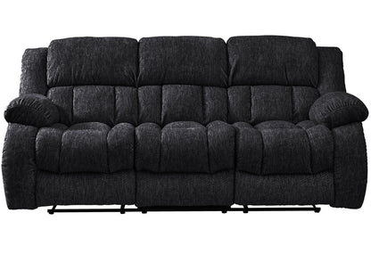 88" Black Upholstered Reclining USB Sofa With Toss Pillow