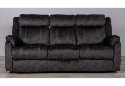 80" Dark Gray Fabric Reclining USB Sofa With Toss Pillow