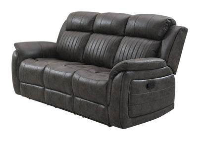 83" Charcoal Fabric Reclining USB Sofa With Toss Pillow