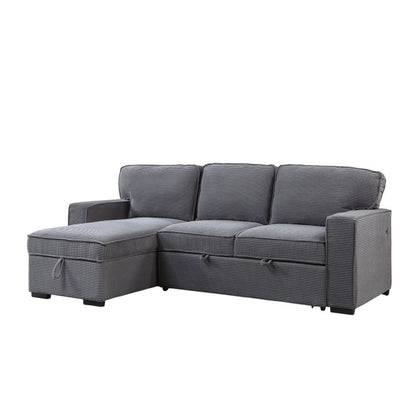 92" Light Gray Sleeper USB Sleeper Sofa And Toss Pillow With Black Legs