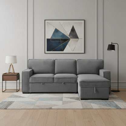 92" Light Gray Sleeper USB Sleeper Sofa And Toss Pillow With Black Legs