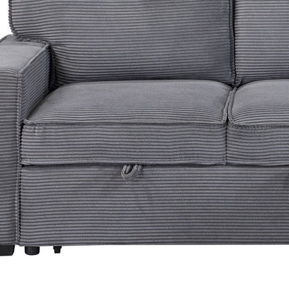92" Light Gray Sleeper USB Sleeper Sofa And Toss Pillow With Black Legs