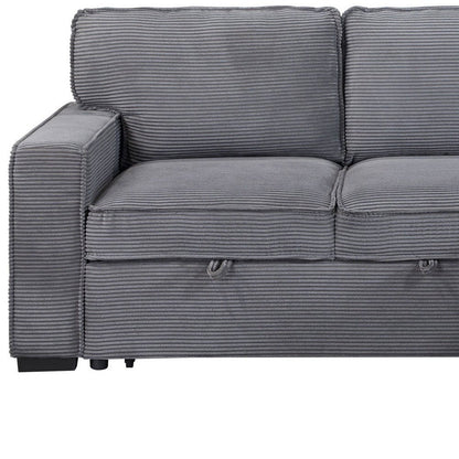 92" Light Gray Sleeper USB Sleeper Sofa And Toss Pillow With Black Legs