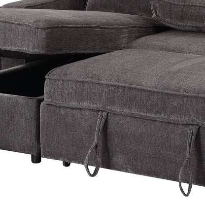 92" Dark Gray Upholstered Sleeper USB Sleeper Sofa With Toss Pillow