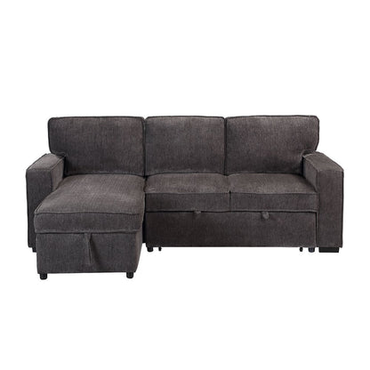 92" Dark Gray Upholstered Sleeper USB Sleeper Sofa With Toss Pillow