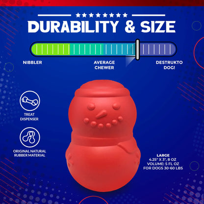 MKB Snowman Durable Rubber Chew Toy & Treat Dispenser