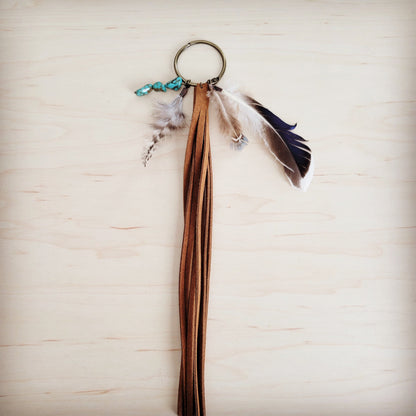 Boho Western Boot Bling Charm with Leather Fringe 500a