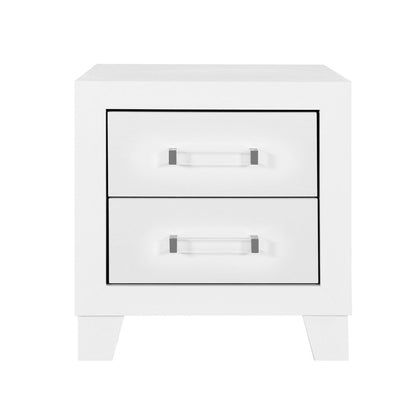 22" White Two Drawer Wood Nightstand