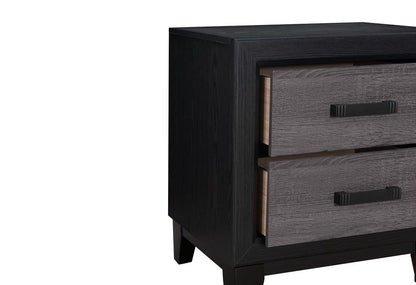 22" Black And Gray Wood Two Drawer Nightstand