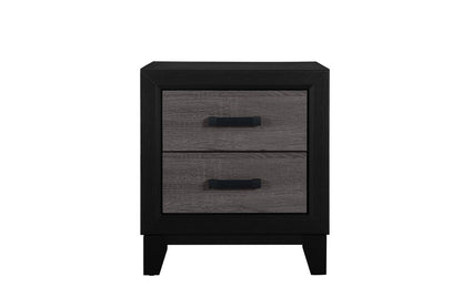22" Black And Gray Wood Two Drawer Nightstand