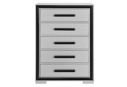 48" Gray And Black Wood Five Drawer Dresser