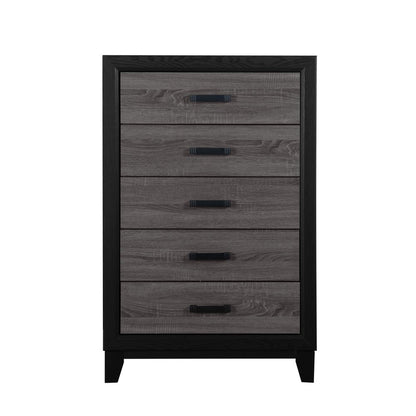 32" Black And Gray Wood Five Drawer Dresser