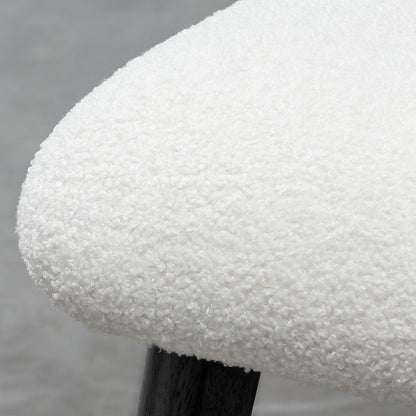 Set of Two White and Black Upholstered Boucle Dining Side Chairs