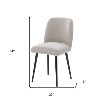 Set of Two Beige And Black Upholstered Fabric Dining Side Chairs