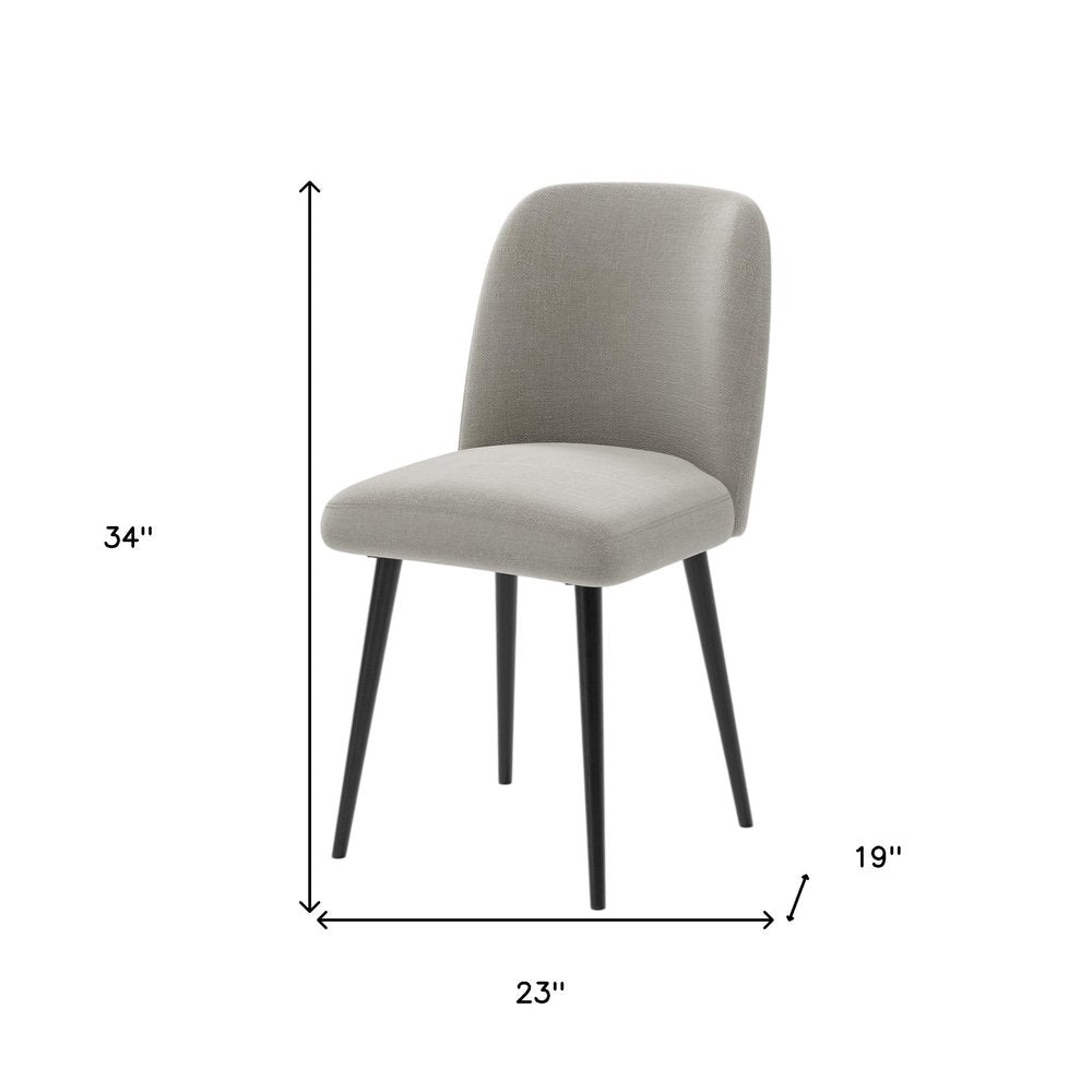 Set of Two Gray And Black Upholstered Fabric Dining Side Chairs
