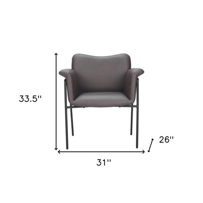 31" Brown And Black Faux Leather And Faux Leather Arm Chair