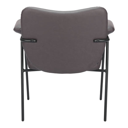 31" Brown And Black Faux Leather And Faux Leather Arm Chair