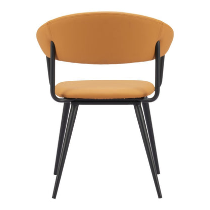 Brown and Black Faux Leather Open Back Dining Arm Chair