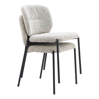 Set of Two Gray and Black Upholstery Dining Side Chairs