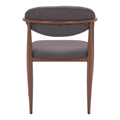 Set of Two Gray and Brown Upholstery Open Back Dining Arm Chairs