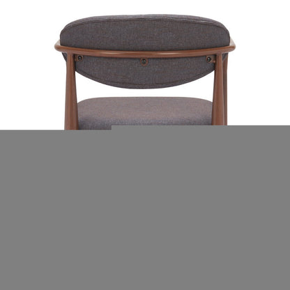 Set of Two Gray and Brown Upholstery Open Back Dining Arm Chairs