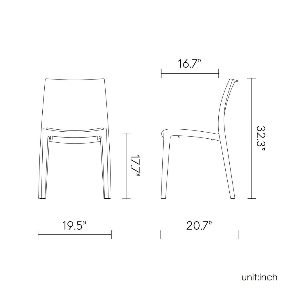Set of Four Gold Heavy Duty Plastic Outdoor Stacking Dining Chairs