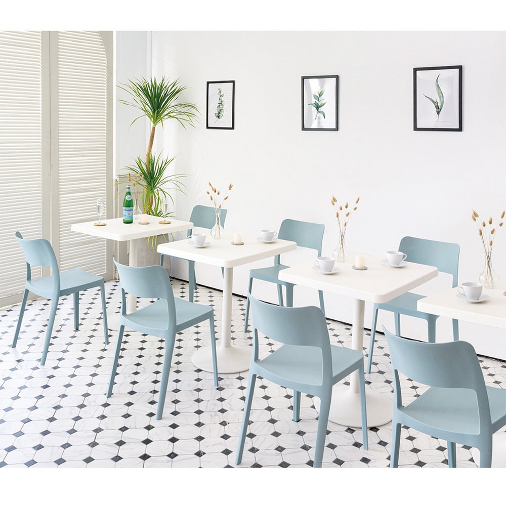 Set of Two Baby Blue Heavy Duty Plastic Outdoor Stacking Accent Chairs