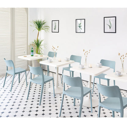 Set of Two Baby Blue Heavy Duty Plastic Outdoor Stacking Accent Chairs