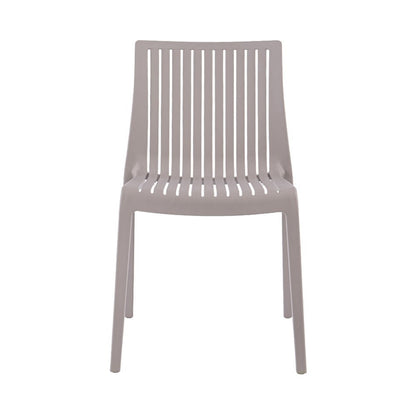 Set of Two Taupe Heavy Duty Plastic Outdoor Stacking Accent Chairs