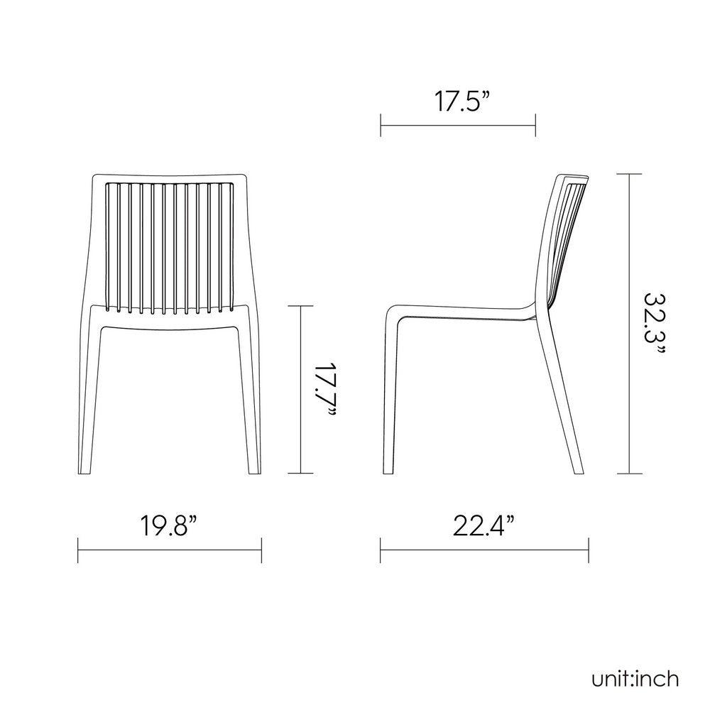 Set of Two Taupe Heavy Duty Plastic Outdoor Stacking Accent Chairs