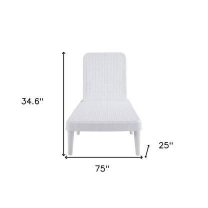 75" White Heavy Duty Plastic Outdoor Stacking Chaise Lounge