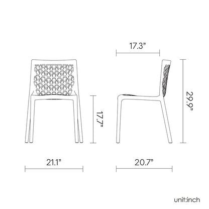Set of Two Gray Heavy Duty Plastic Outdoor Stacking Dining Chairs