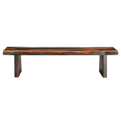 75" Brown Solid Wood Live Edge Dining Bench