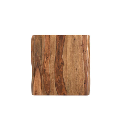 23" Brown Solid Wood Square Live Edge End Table