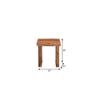 23" Brown Solid Wood Square Live Edge End Table